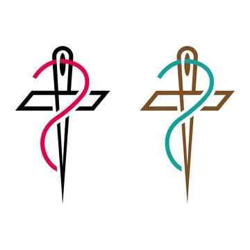 Needle Thread Logo Design Tailoring Fashion Sewing Symbol Stock-Illustration