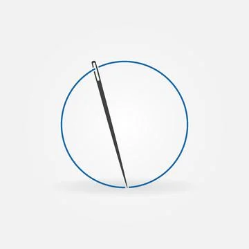 Needle with Thread minimal round icon. Needlework vector symbol Illustrazione stock