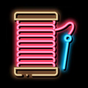 Needle Thread neon glow icon illustration 스톡 일러스트