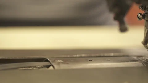 Needle with thread of sewing machine sew leather Stock Footage 266132519