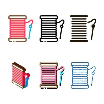 Needle thread styleset icon vector outline Illustrazione stock