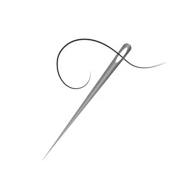 Needle with thread on white background. article for sewing. vector illustration Illustrazione stock
