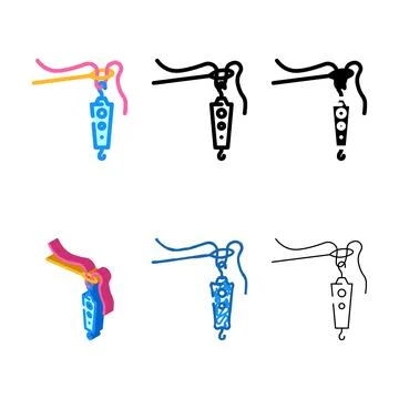 Needle threader designs embroidery hobby color icon vector Illustrazione stock