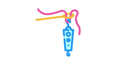 Needle threader embroidery hobby color icon animation Stock Footage 327265552