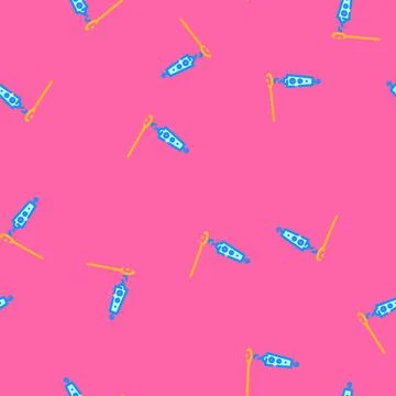 Needle threader embroidery hobby vector seamless pattern Stock Illustration