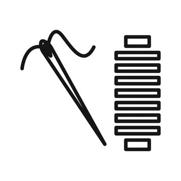 Needle, threads icon Black line art vector Illustrazione stock