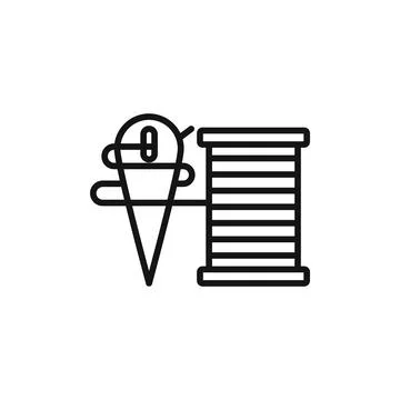 Needle, threads icon logo sign vector outline Stock Illustration