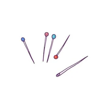 Needles and pins for sewing and embroidery, sketch vector illustration isolated. Stock Illustration