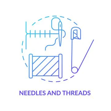 Needles and threads blue gradient concept icon Stock Illustration