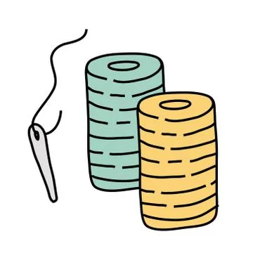 Needles and threads free form style icon Illustrazione stock