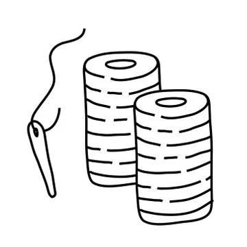 Needles and threads line style icon Stock Illustration