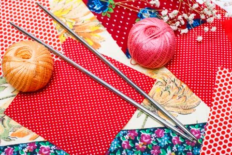 Needles and threads Stock Photos