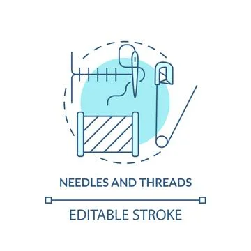 Needles and threads turquoise concept icon Stock Illustration