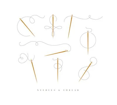 Needles and threads white Stock Illustration