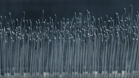 Needles From Industrial Loom Working Stock Footage 263428581