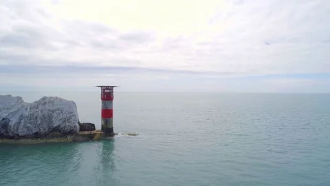 The Needles on the Isle of Wight From the Air Stock Footage 75680194