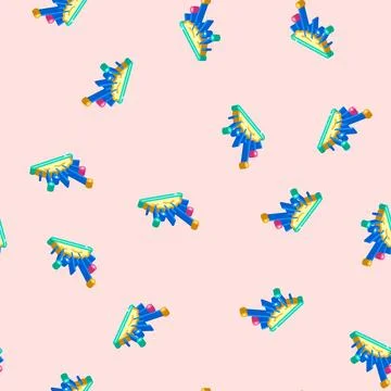 Needles knitting wool isometric icon seamless pattern Stock Illustration