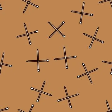 Needles knitting wool vector seamless pattern Illustrazione stock