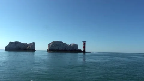 The Needles Lighthouse and Chalk Stacks ... | Stock Video | Pond5