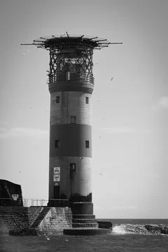 Needles Lighthouse BW Stock Photos