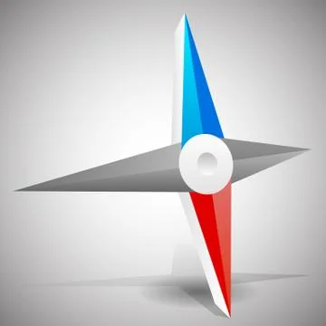 Needles, pointers of a compass. 3d vector graphic. Illustrazione stock