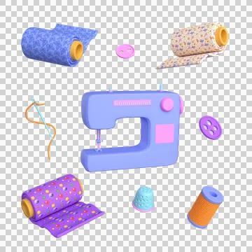 Needlework concept. Various tools for sewing Stock Illustration