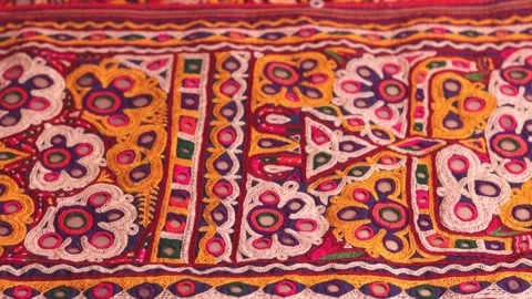 Needlework pattern and back,traditional Hungarian matyo embroidery motifs.han Stock Footage 147477586