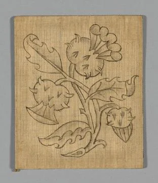 Needlework Pattern Made 1601 1700 England. Linen, plain weave with pencil ... Stock Photos