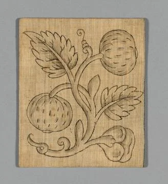 Needlework Pattern Made 1601 1700 England. Linen, plain weave with pencil ... Stock Photos