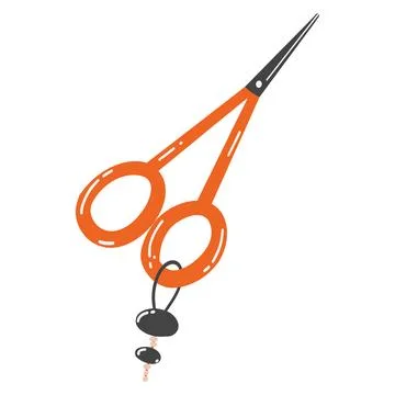 Needlework scissors in cartoon flat style. Hand drawn vector illustration of  Stock Illustration