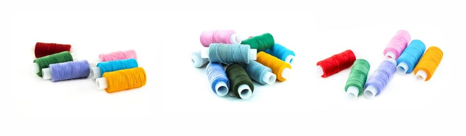 Needlework of a set of threads of bright and dark skeins for embroidery on an Stock Photos