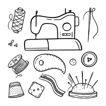 Needlework sewing knitting a large set of Hand made elements Vector illustrat Stock Illustration