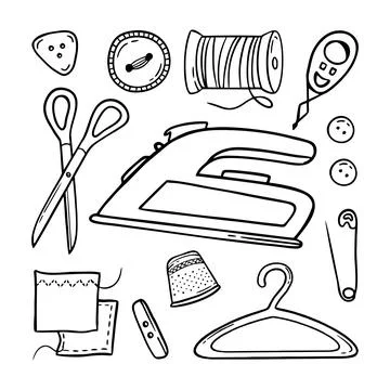 Needlework sewing knitting a large set of Hand made elements Vector illustrat Stock Illustration