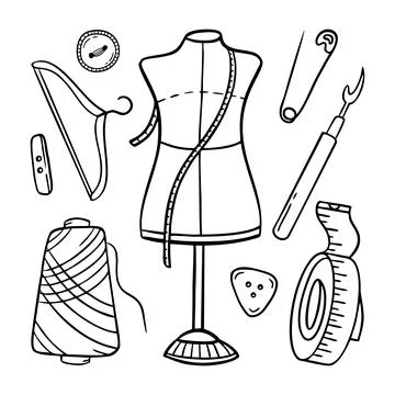 Needlework sewing knitting a large set of Hand made elements Vector illustrat Stock Illustration