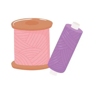 Needlework spools of thread cartoon on white background Stock Illustration