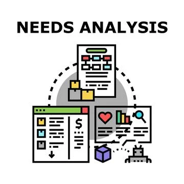 Needs analysis process identifying customer requirements icon Stock Illustration