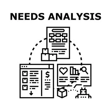 Needs analysis process identifying customer requirements icon Stock Illustration