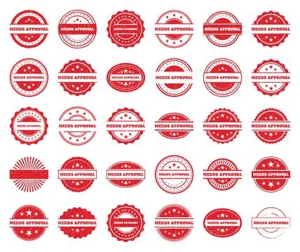 Needs Approval Red Grunge Stamps Set. Vintage Design Elements Stock Illustration