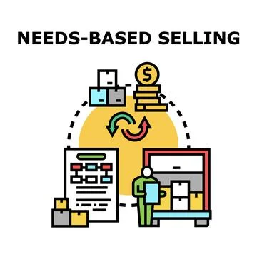 Needs based selling business strategy concept Stock Illustration