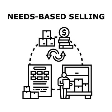 Needs based selling business strategy concept Stock Illustration