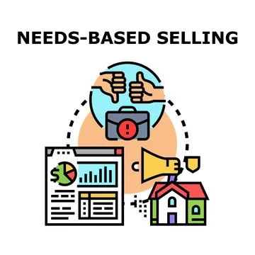 Needs based selling concept developing effective solutions Stock Illustration