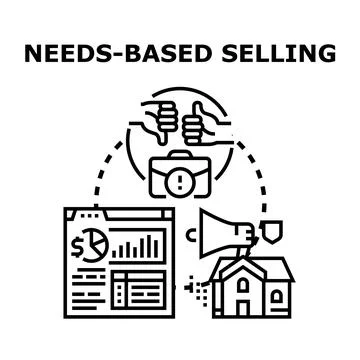 Needs based selling concept developing effective solutions Stock Illustration