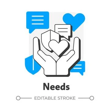Needs flat outline concept icon Illustration