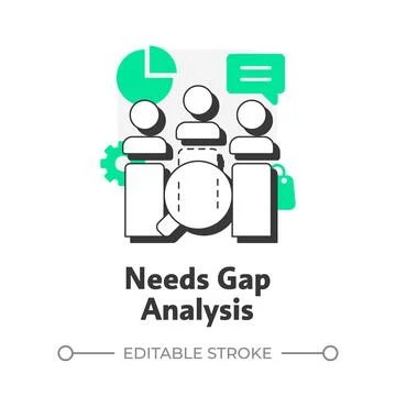 Needs gap analysis flat outline concept icon Stock Illustration