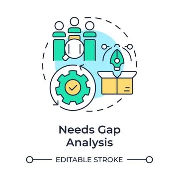 Needs gap analysis multi color concept icon Stock Illustration
