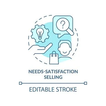 Needs-satisfaction selling turquoise concept icon Stock Illustration