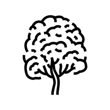 Neem tree jungle amazon line icon vector illustration Stock Illustration