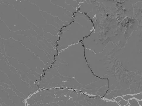 Neembucu, Paraguay. Bilevel elevation map with lakes and rivers イラスト素材