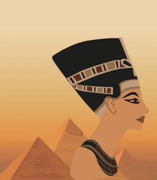Nefertiti and the pyramids Stock Illustration