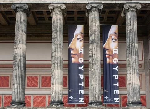 Nefertiti between doric columns Stock Photos
